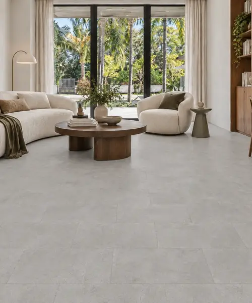 Page Not Found Light Slate installed flooring in a furnished daylight interior; accurate product scale visualization (FLgS11)