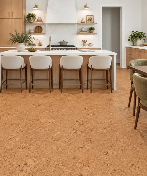 Salami installed flooring in a furnished daylight interior; accurate product scale visualization (PF3344VNN-8.0)