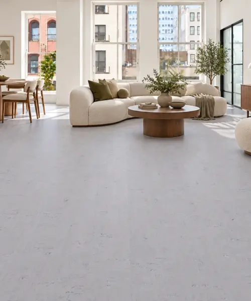 White Bamboo installed flooring in a furnished daylight interior; accurate product scale visualization (CZ3378VWN)
