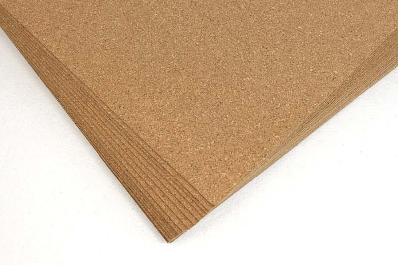 Thin cork underlayment sheets.