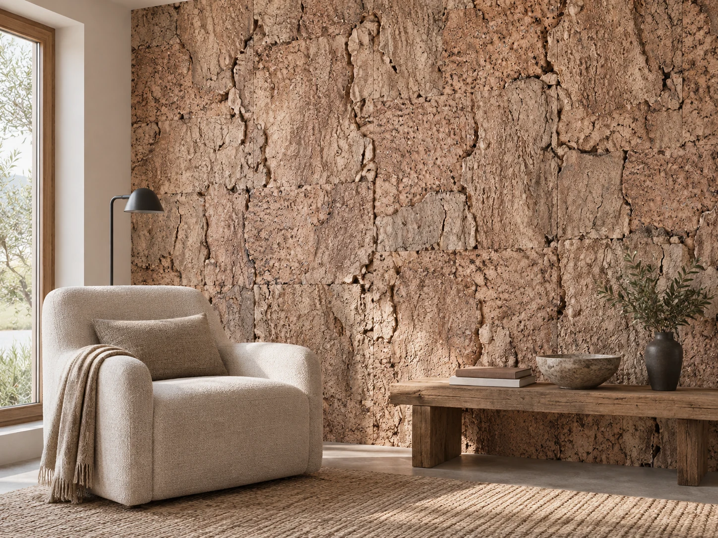 EarthHue — 3D acoustic cork (wall & ceiling) — room illustration