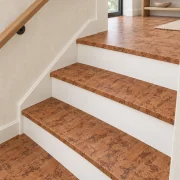 Amber Streak stair nosing — installed view