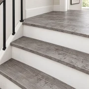 Earthy Pine stair nosing — installed view