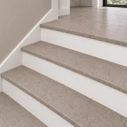 Gray Leather stair nosing — installed view