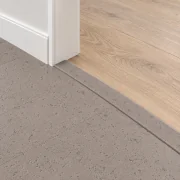 Gray Leather T-molding transition — installed view