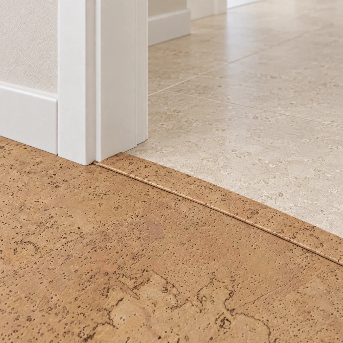 Logan T-molding transition — installed view with product profile inset