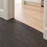 Mocha T-molding transition — installed view