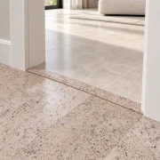 Mystic Vanilla T-molding transition — installed view