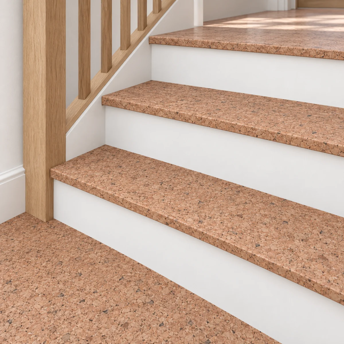 Seaside stair nosing — installed view with product profile inset