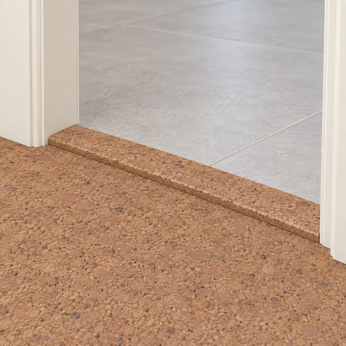 Shoreline T-molding transition — installed view with product profile inset