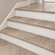 Travertine stair nosing — installed view