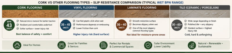 Slip-Resistant Flooring Guide: How Cork Compares to Vinyl, Laminate, and Tile anti-slip resilient cork flooring proven slip resistance