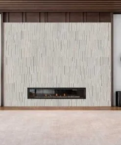 Arctic Slate textured acoustic wall panels used as a stylish fireplace feature wall for modern interiors