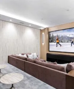 Arctic Slate acoustic wall panels in a home theater designed to reduce echo and improve sound comfort