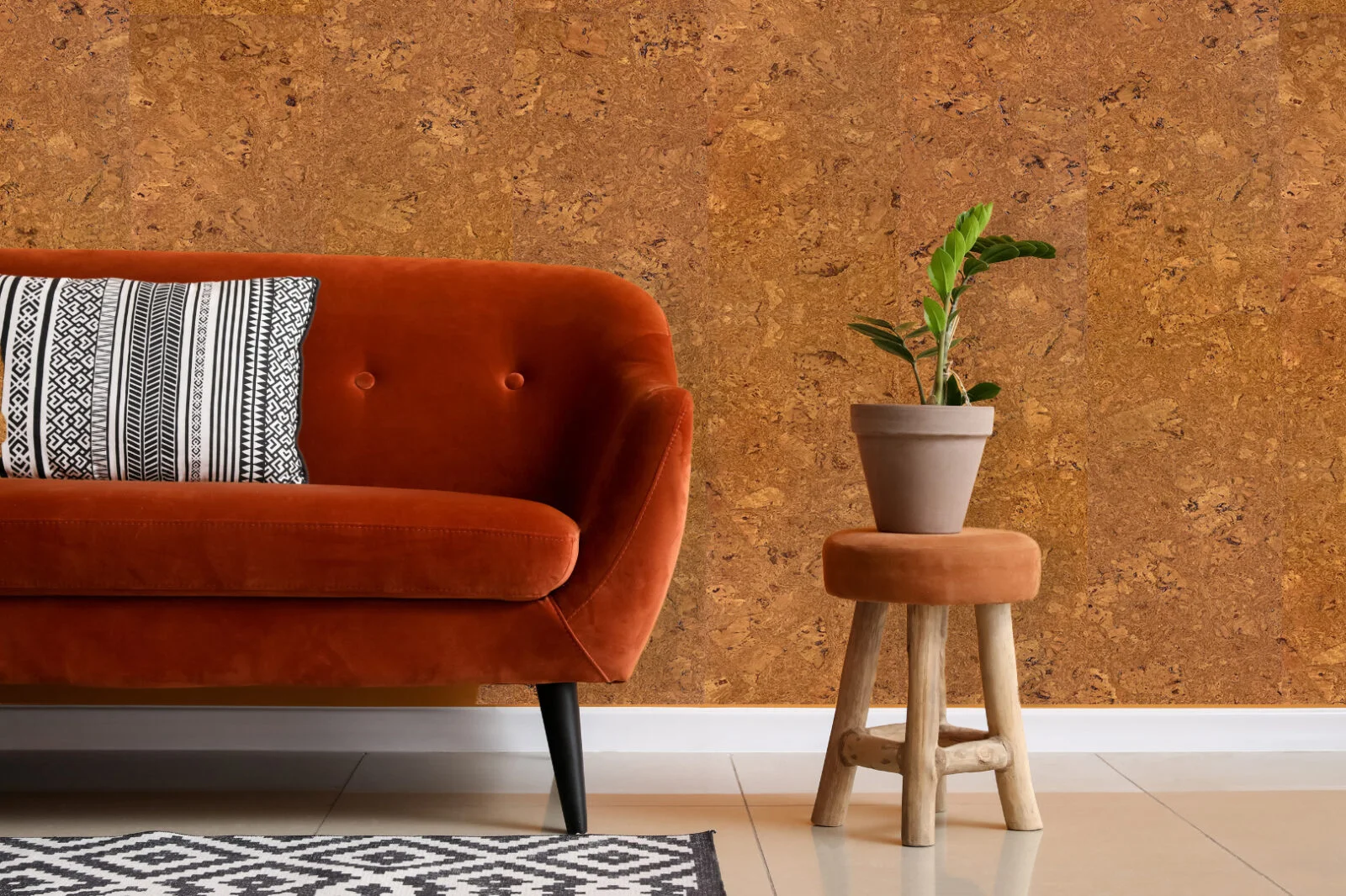 Autumn Ripple — 8mm glue-down cork tile (floor & wall)