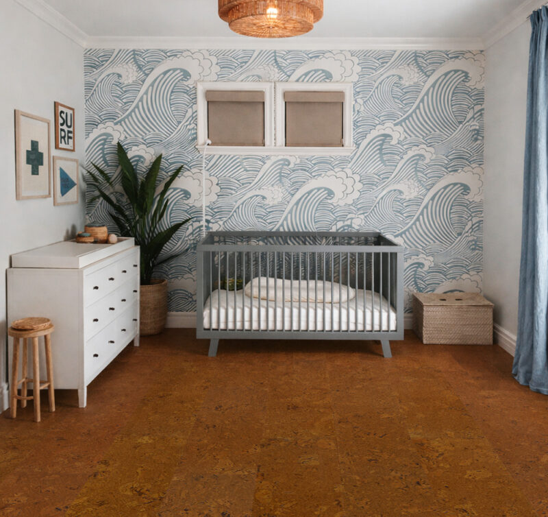 autumn ripple red cork flooring nursery eco friendly baby room