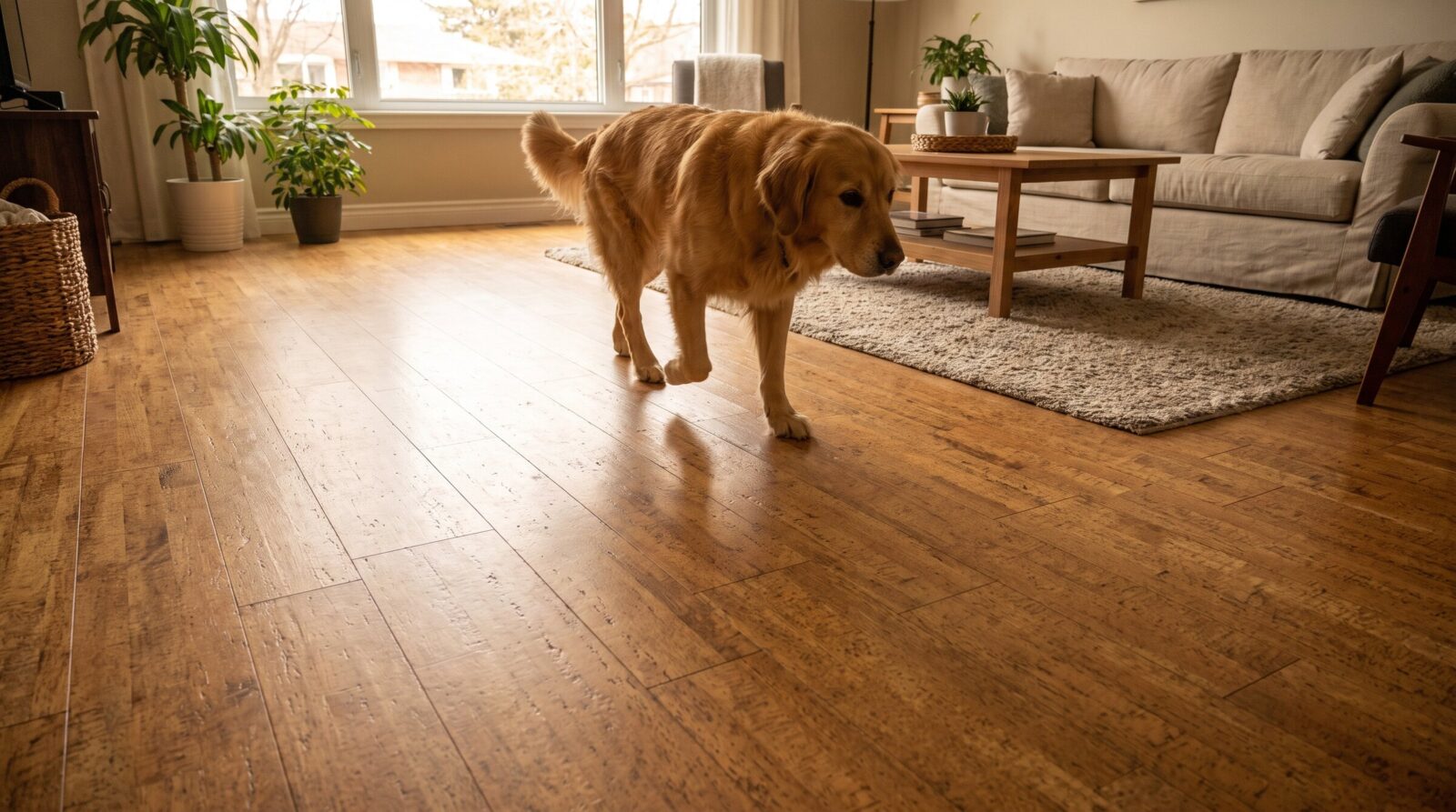 banner pet friendly cork flooring - flat flooring and interior image for Cancork homepage