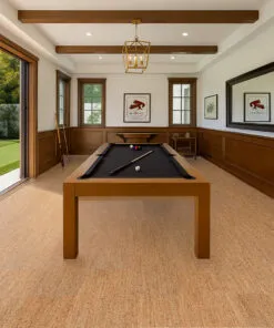 Berber - 1/2" (12mm) - Cork Floating (FBer12) Classic game room featuring Berber cork flooring and a pool table—quiet, resilient surface that enhances home entertainment spaces.