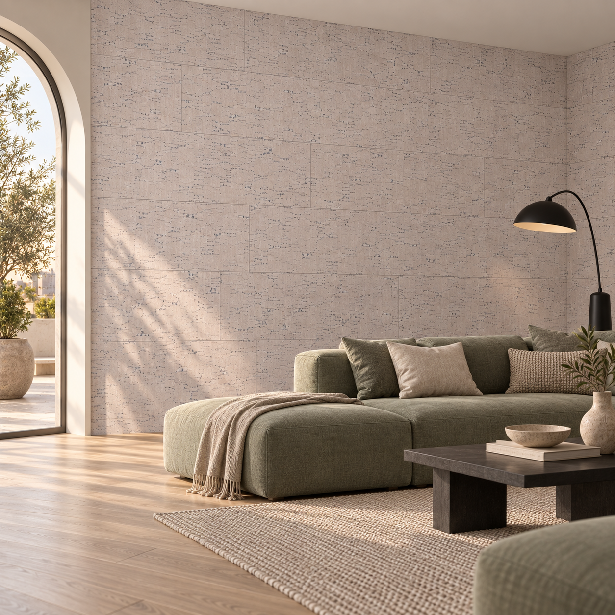 Bleached Birch — Flat cork tile (wall & ceiling)