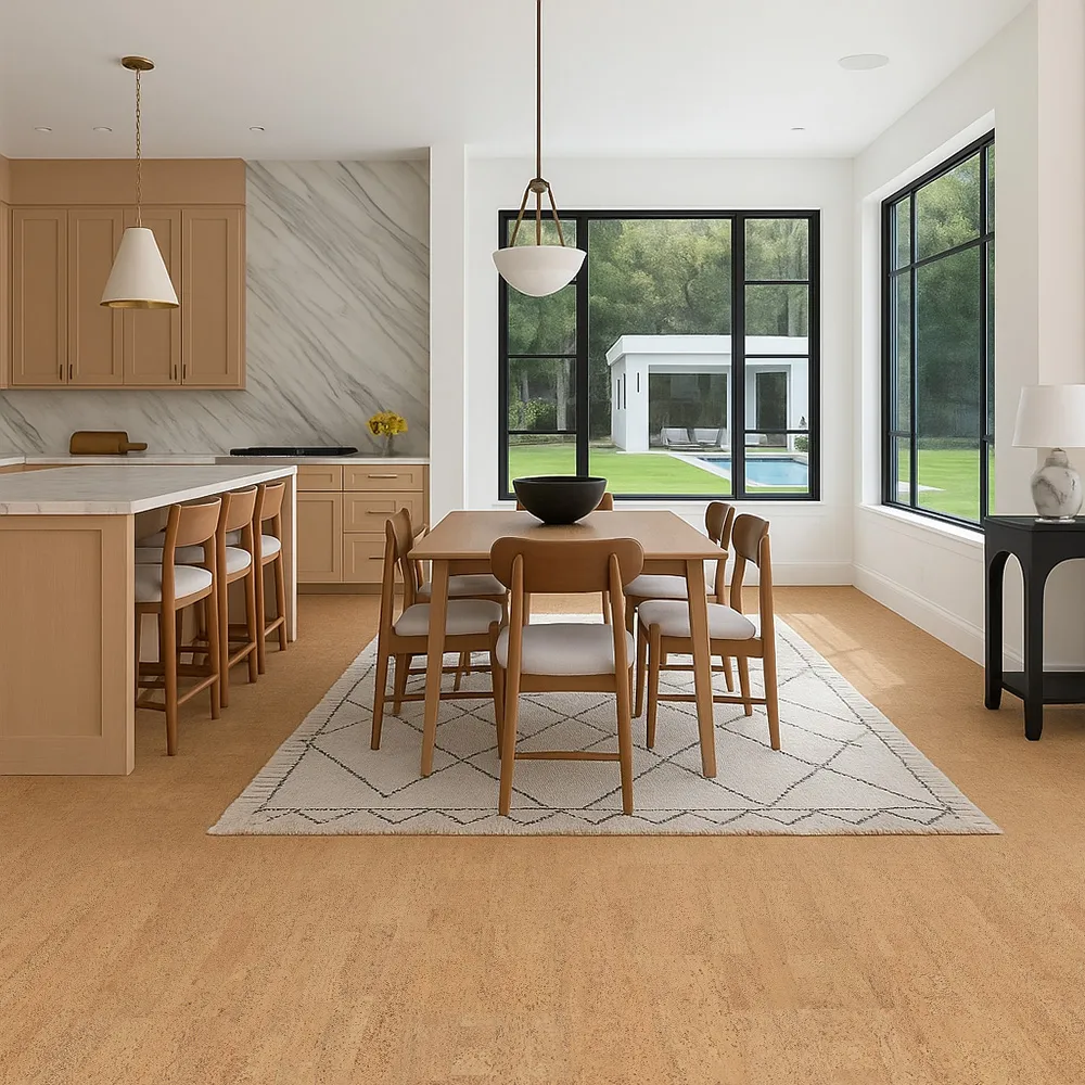 Modern bar lounge with Rhythm Swiss cork floor.