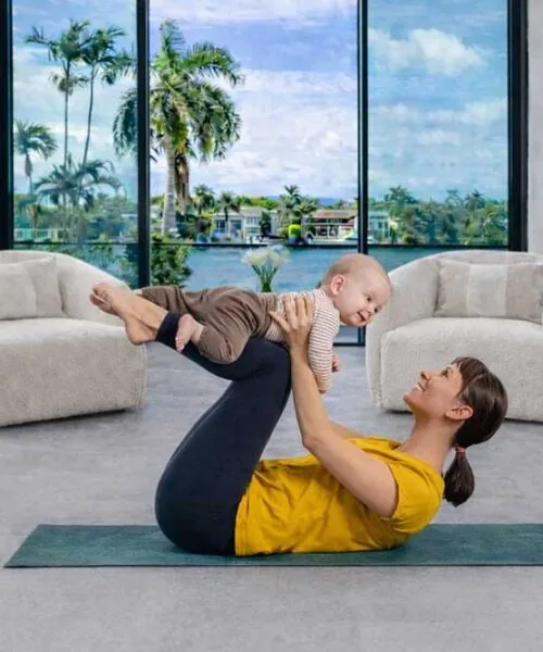 Bright Stone - 19/64" (7.5mm) - Swiss Techslate (MBrSt7.5) Healthy living space featuring Bright Slate Swiss cork flooring ideal for yoga and family activities