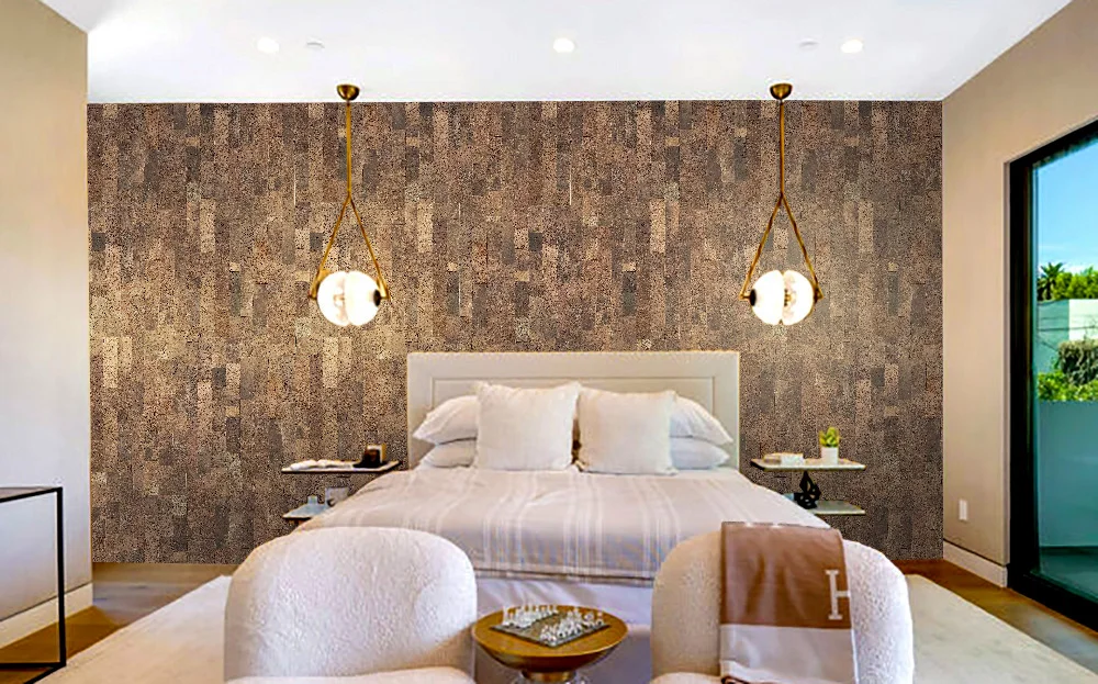Brown Bricks - 23/64" (9mm) - Cork Wall Tile (WBBr9) - Textured Wall and Ceiling Cork flooring detail view