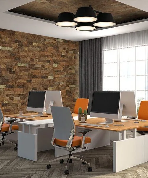 brown brick cork wall panels stop office noise soundproofing acoustic treatment