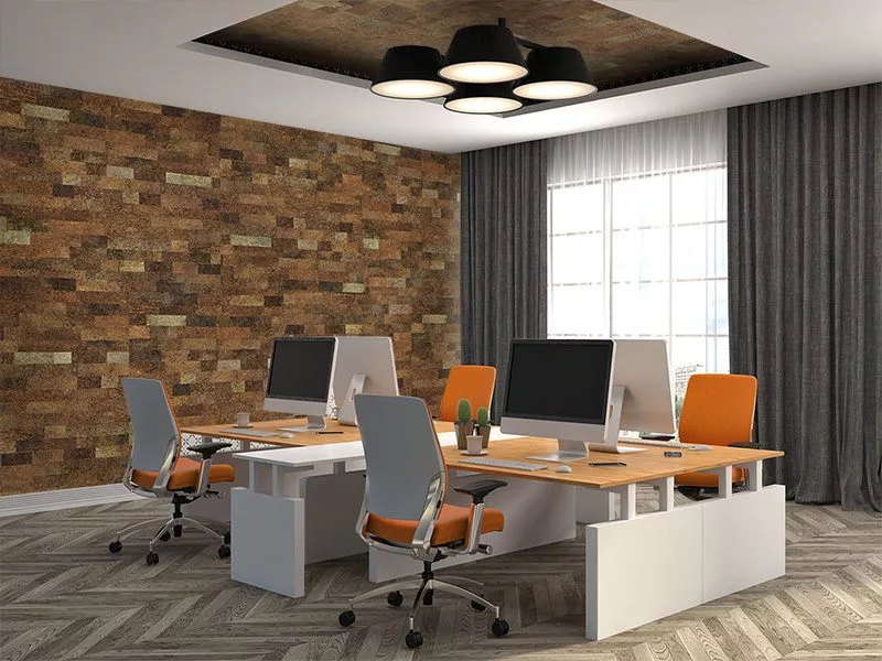 brown brick cork wall panels stop office noise soundproofing acoustic treatment