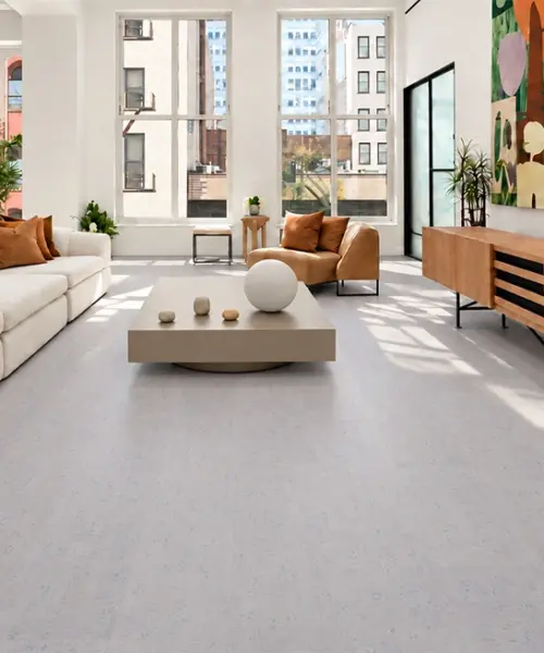White Bamboo installed flooring in a furnished daylight interior; reviewed room view (CZ3378VWN)