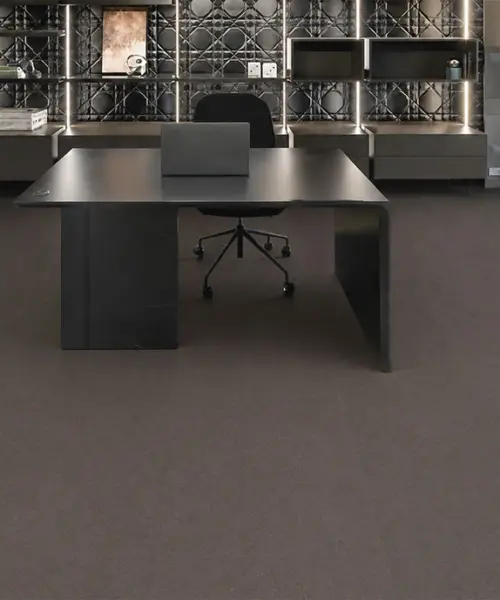 Night - 7/16" (11mm) - Swiss Real Cork Floating (FNig11) Night installed flooring in a furnished daylight interior; reviewed room view (FNig11)