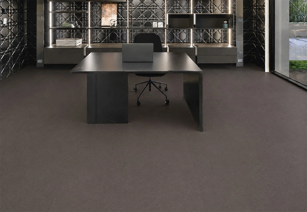 Night - 7/16" (11mm) - Swiss Real Cork Floating (FNig11) Night installed flooring in a furnished daylight interior; reviewed room view (FNig11)