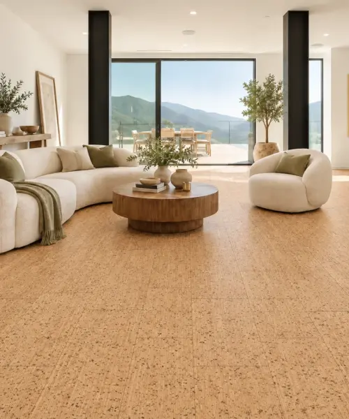 Berber - 1/2" (12mm) - Cork Floating (FBer12) Berber floor application in a furnished room, based on the original product reference