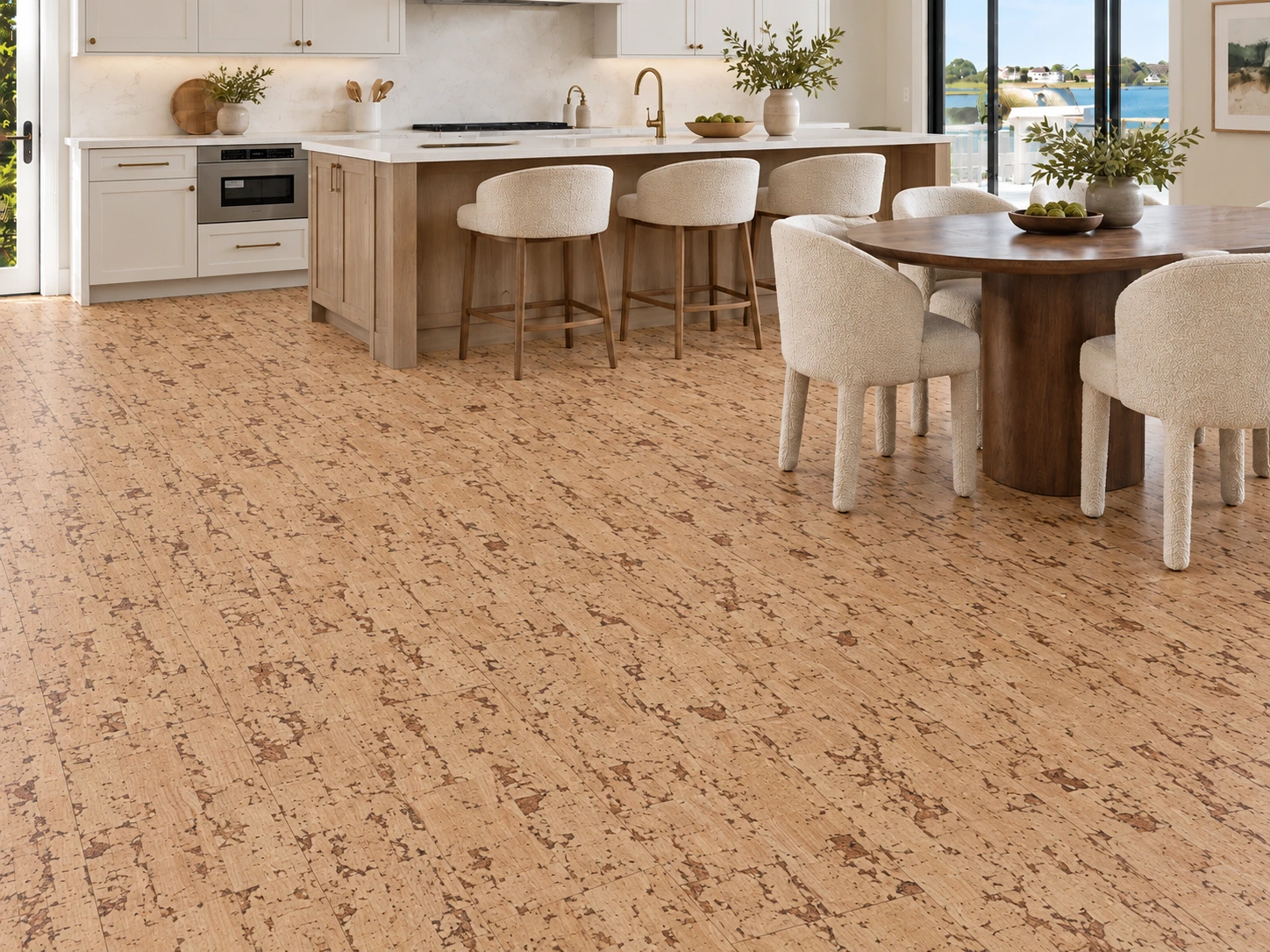 Woodflow - 1/2" (12mm) - Cork Floating (FWof12) Woodflow floor application in a furnished room, based on the original product reference