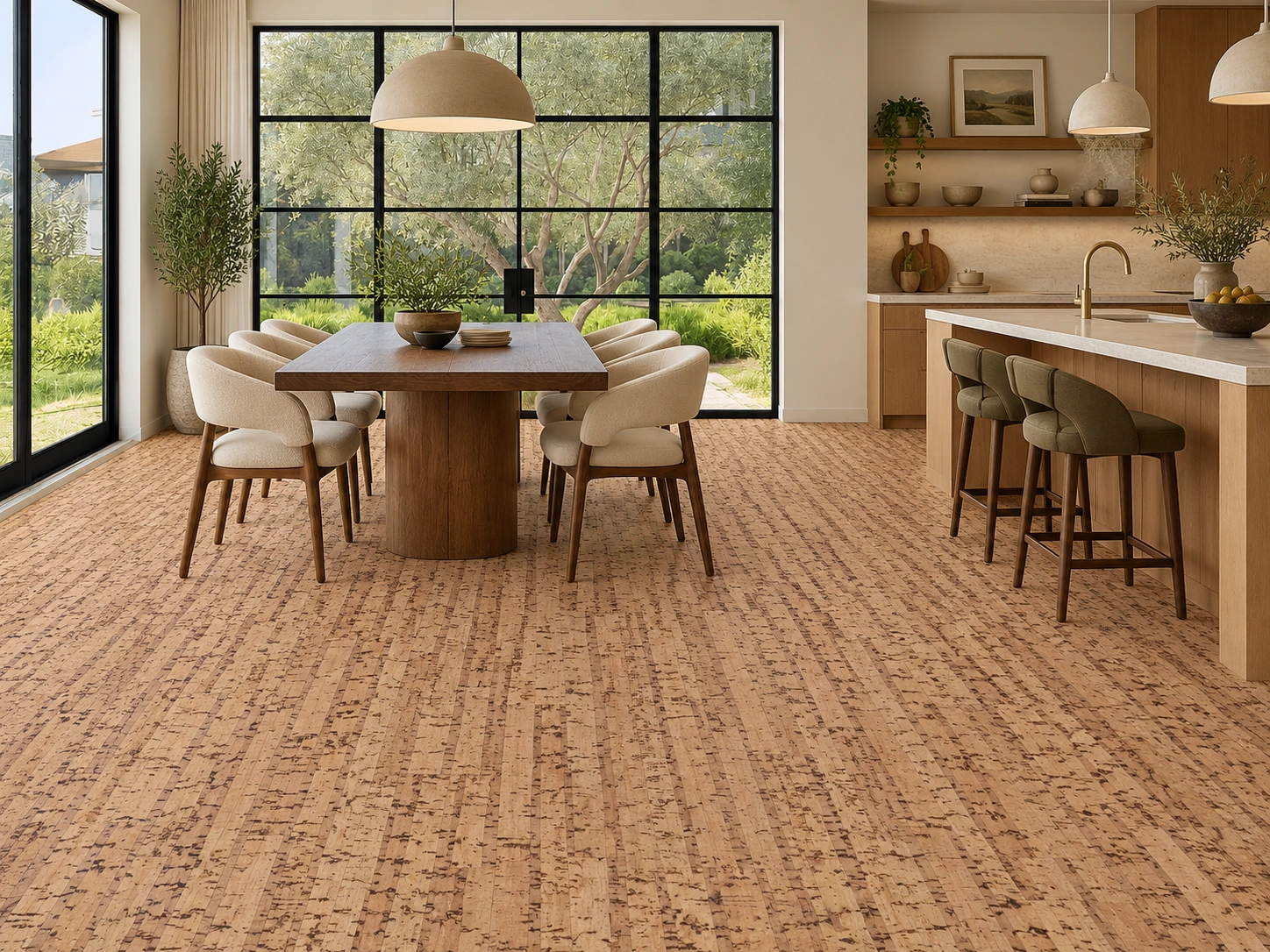 Sisal installed flooring in a furnished daylight interior; accurate product scale visualization (CZ3160VNN)
