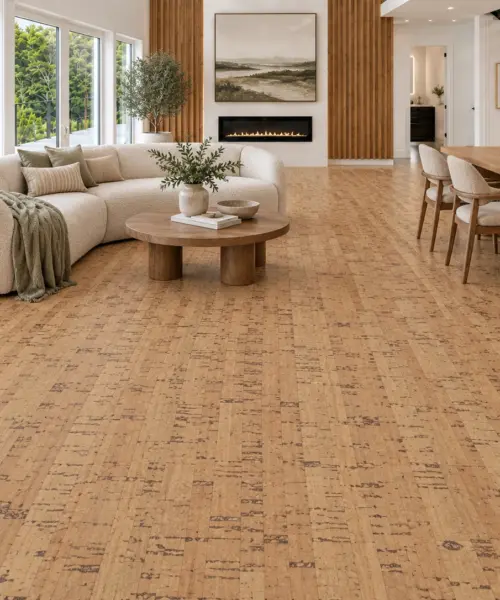 Silver Birch installed flooring in a furnished daylight interior; accurate product scale visualization (CZ3378VNN)