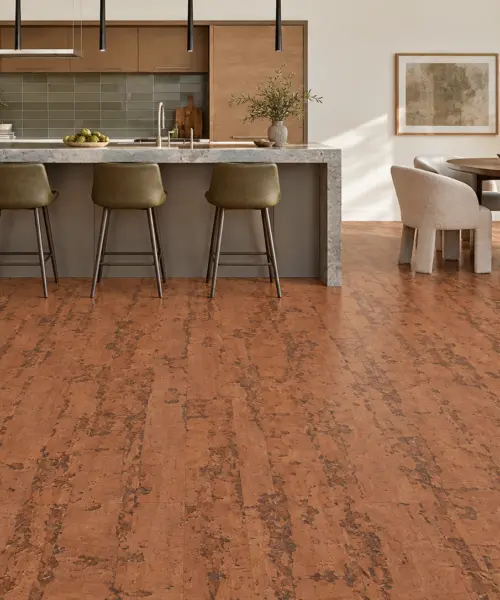Amber Streak installed flooring in a furnished daylight interior; accurate product scale visualization (FASt12)