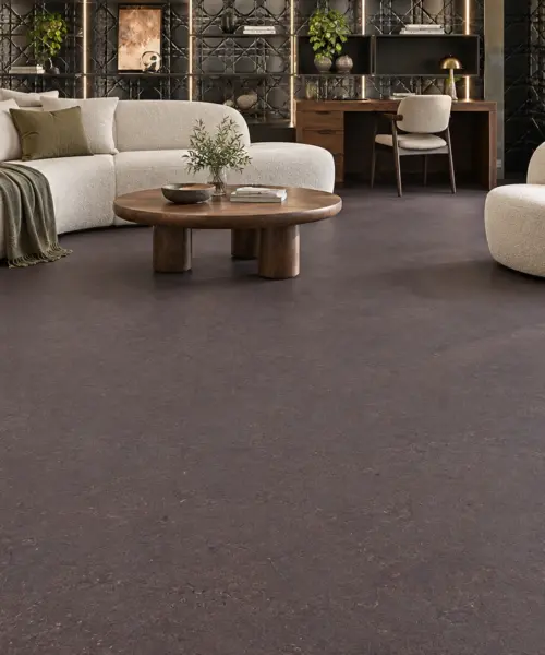 Night installed flooring in a furnished daylight interior; accurate product scale visualization (FNig11)