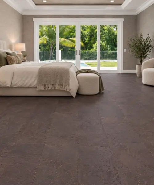 Onyx installed flooring in a furnished daylight interior; accurate product scale visualization (FOX11)