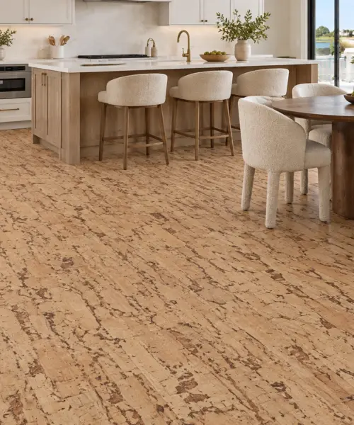 Woodflow installed flooring in a furnished daylight interior; accurate product scale visualization (FWof12)