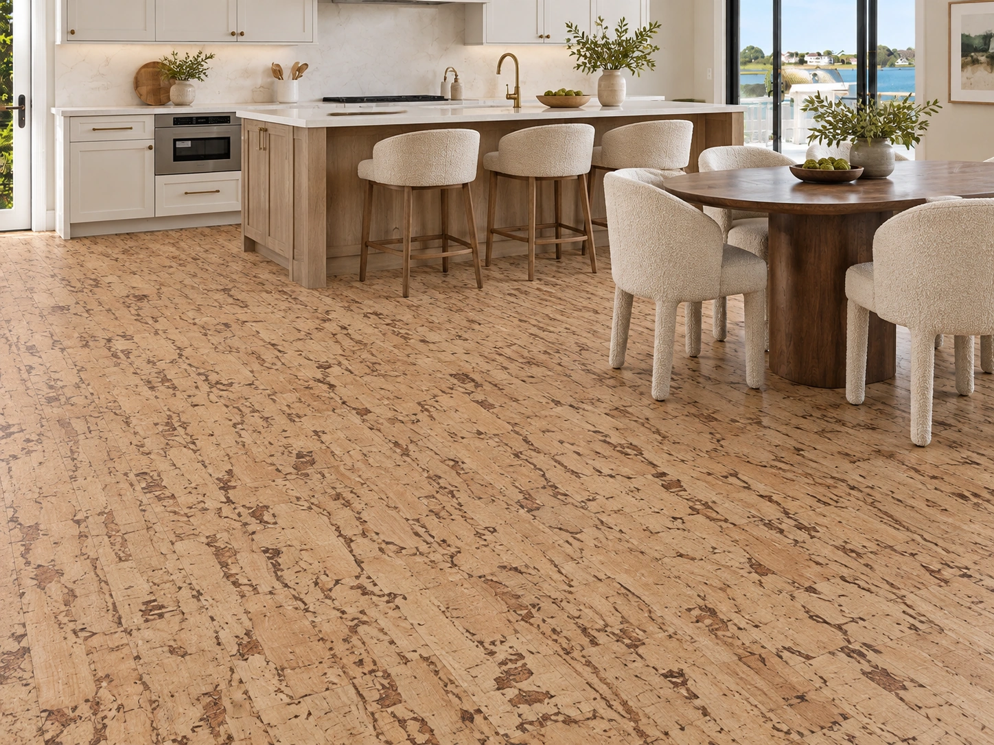 Woodflow installed flooring in a furnished daylight interior; accurate product scale visualization (FWof12)