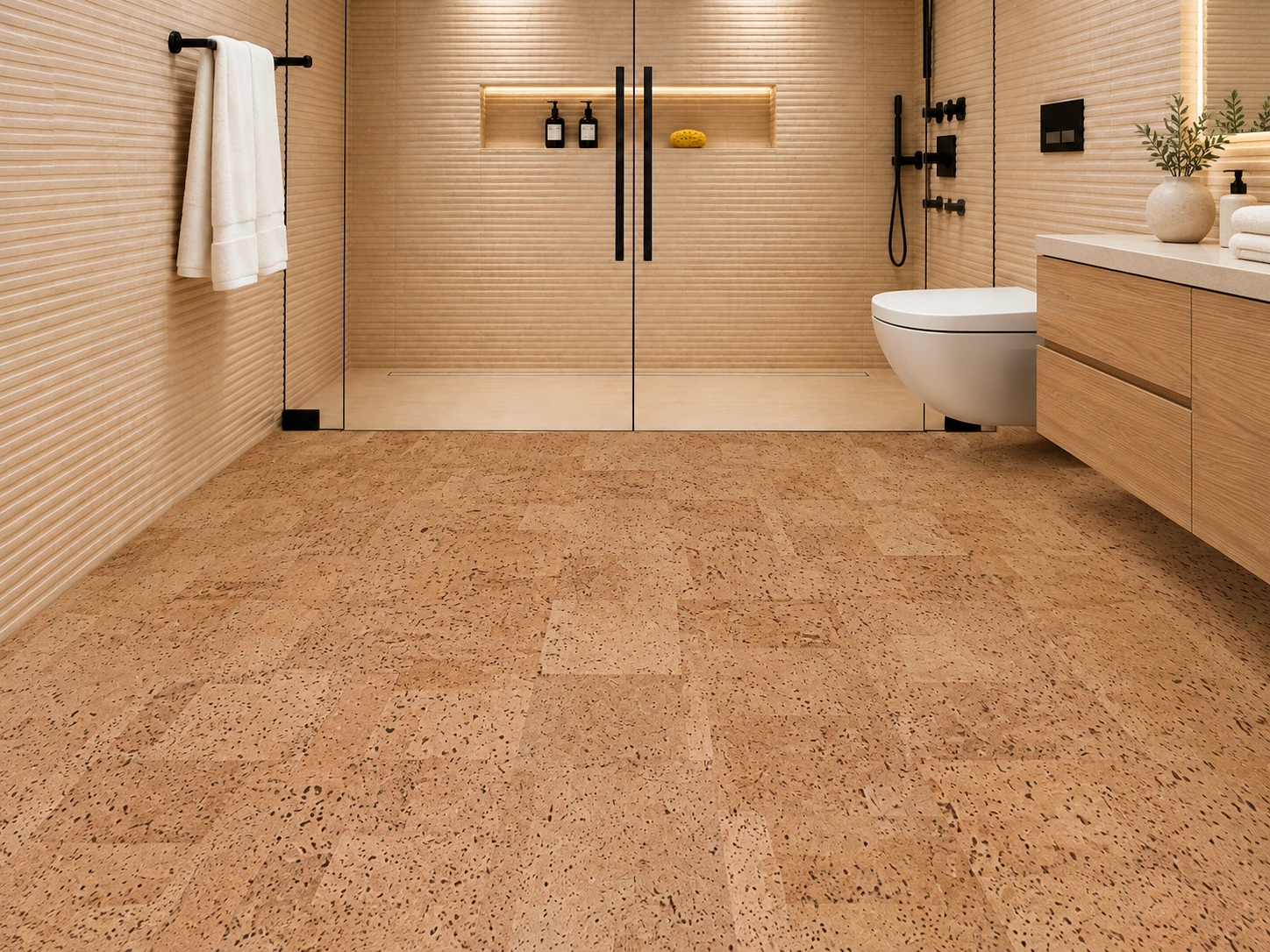 Leather — 6mm glue-down cork tile (floor & wall)