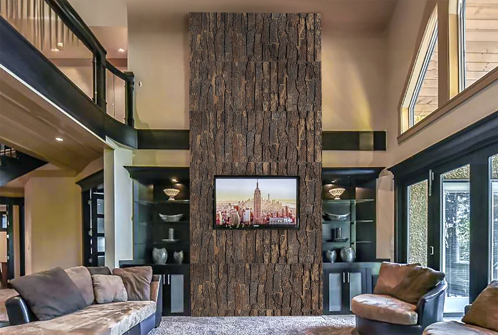 Cork Bark - 63/64" (25mm) - 3D Acoustic Cork Wall Panels (WCB25) Cork Bark - 63/64” (25mm) - 3D Acoustic Cork Wall Panels (WCB25) - 3D Cork Wall and Ceiling Panels with MDF flooring pr...