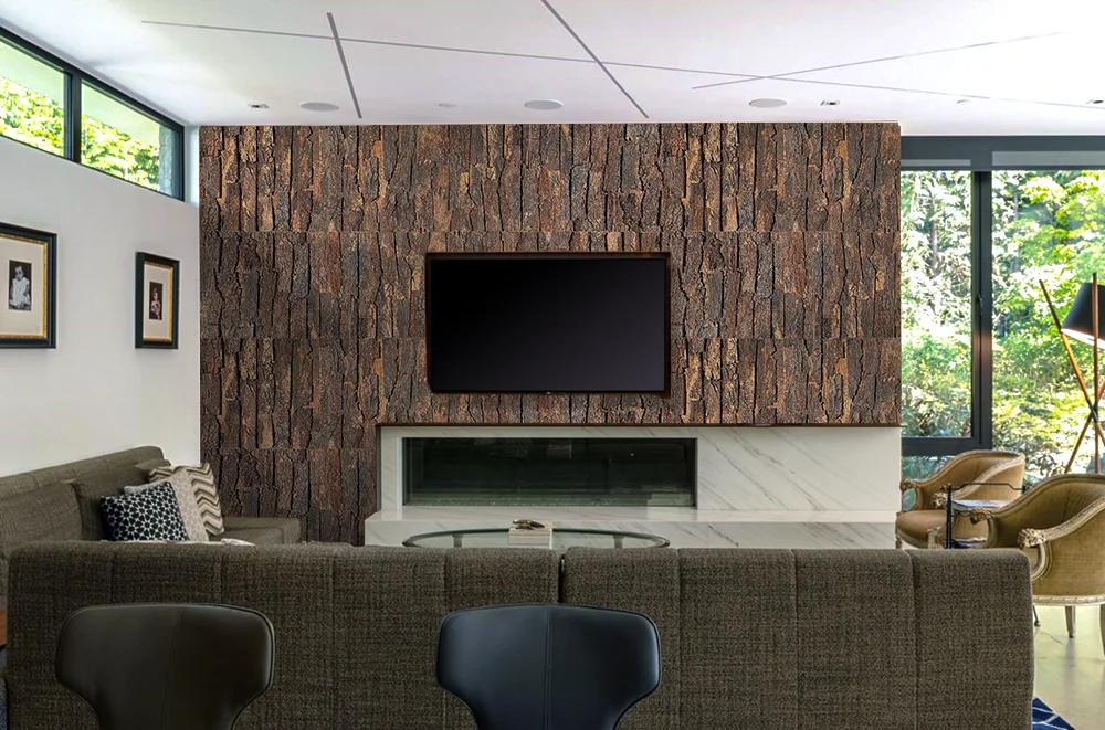 Cork Bark - 63/64" (25mm) - 3D Acoustic Cork Wall Panels (WCB25) Cork Bark - 63/64” (25mm) - 3D Acoustic Cork Wall Panels (WCB25) - 3D Cork Wall and Ceiling Panels with MDF flooring de...