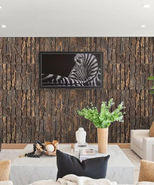 Cork Bark - 63/64" (25mm) - 3D Acoustic Cork Wall Panels (WCB25) Cork Bark - 63/64” (25mm) - 3D Acoustic Cork Wall Panels (WCB25) - 3D Cork Wall and Ceiling Panels with MDF flooring de...