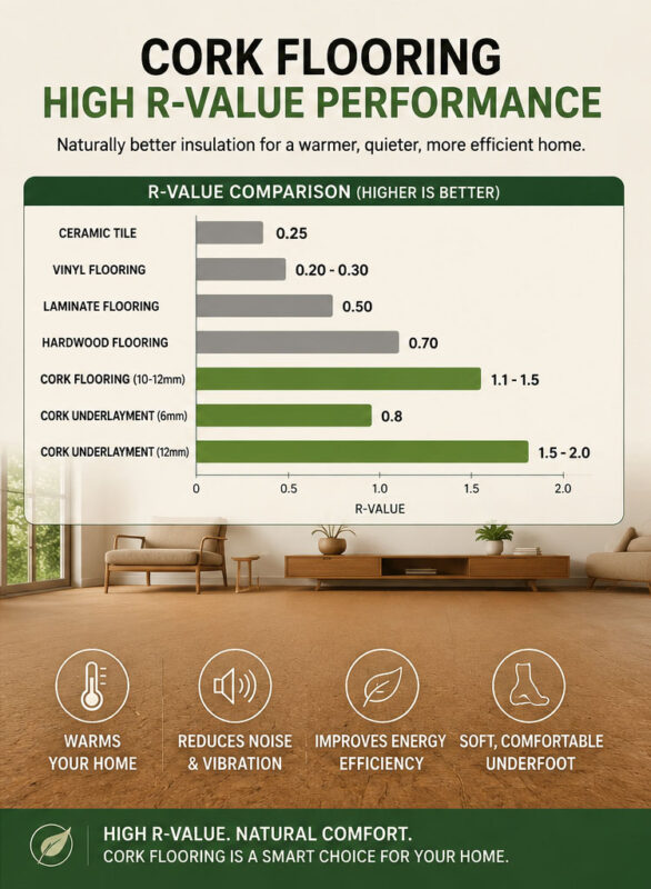 Cork Flooring Insulation Value -R Value cork r value improved insulation and sound reduction