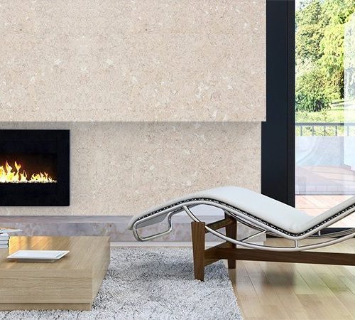 creme cork wall tiles in a modern living room