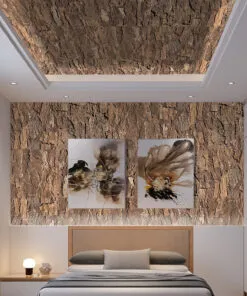 EarthHue - 1 3/16" (30mm) - Acoustic Cork Wall Panels (WEthHu30) Ecoclay - 28mm - Cork Wall Panels (WEC28) - 3D Cork Wall and Ceiling Panels with MDF flooring detail view