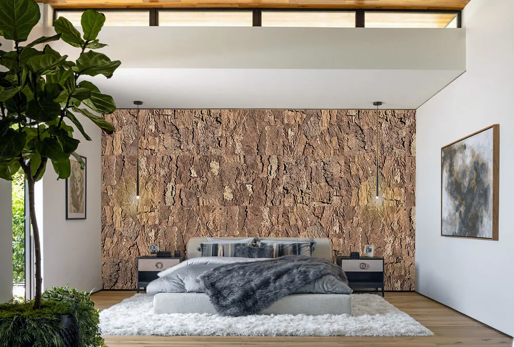 EarthHue - 1 3/16" (30mm) - Acoustic Cork Wall Panels (WEthHu30) Ecoclay - 28mm - Cork Wall Panels (WEC28) - 3D Cork Wall and Ceiling Panels with MDF flooring detail view