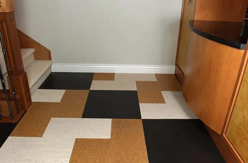 Jet Black - 5/16" (8mm) - Cork Glue Down Tile (GJB8) floor design cork jet black golden beach bleached birch