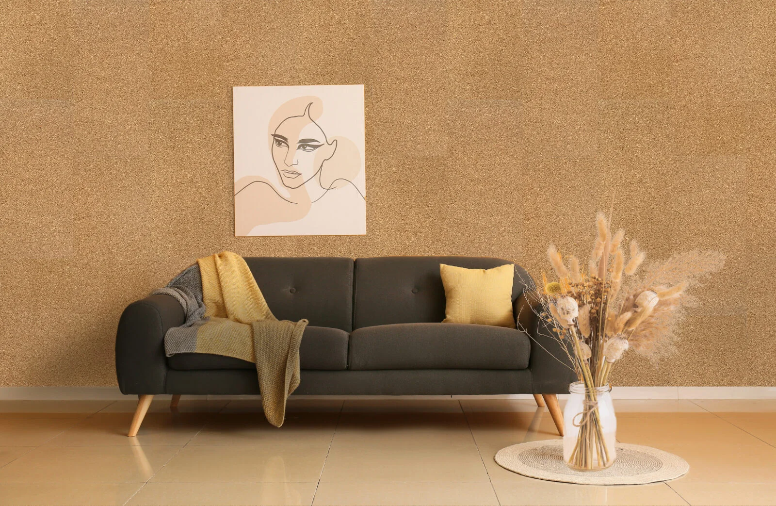 Golden Beach — 8mm glue-down cork tile (floor & wall)
